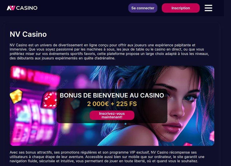 Image: Découvrez les Avantages de l'inscription sur NV Casino en Ligne en France